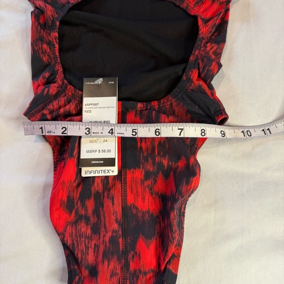 Adidas Infinetex Swimsuit Lined Girls Youth Red Black Sz 24 (US Youth XL) - Picture 5 of 9